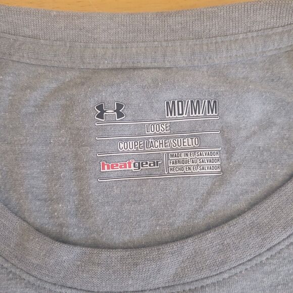 Under Armour Tee Athletic Shirt Men Size M Gray Short Sleeve Crew Neck Casual - Picture 4 of 10